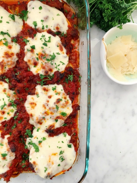 You will not believe how delicious this lasagna is! No guilt and you won't even miss the noodles. Super, easy weeknight meal from Our Savory Life!