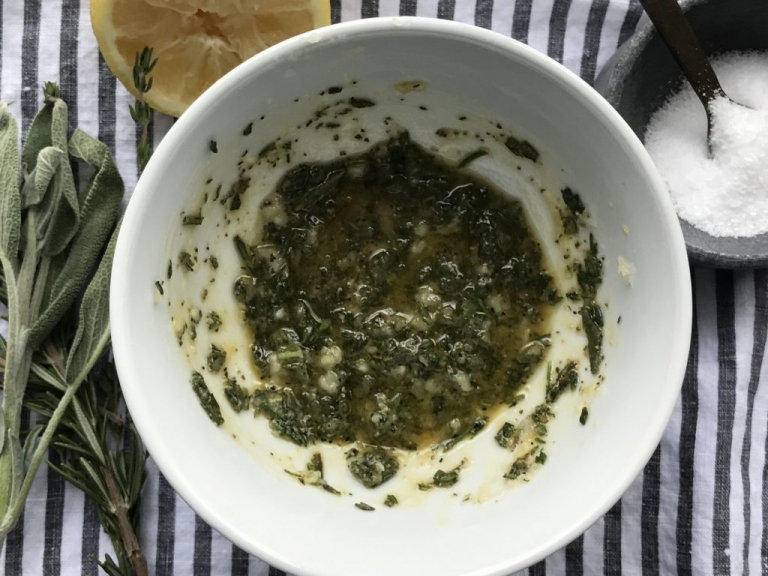 Herb and garlic paste for the most flavorful and best small turkey recipe!