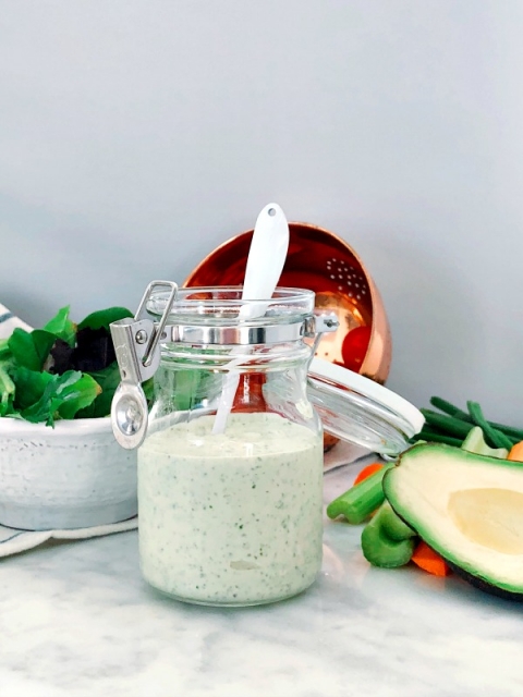Homemade herb dressing for Sweet & Spicy Paleo Sliders with Sweet Potato Buns!