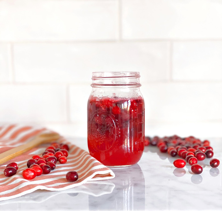 Cranberry Infused Homemade Honey Simple Syrup 