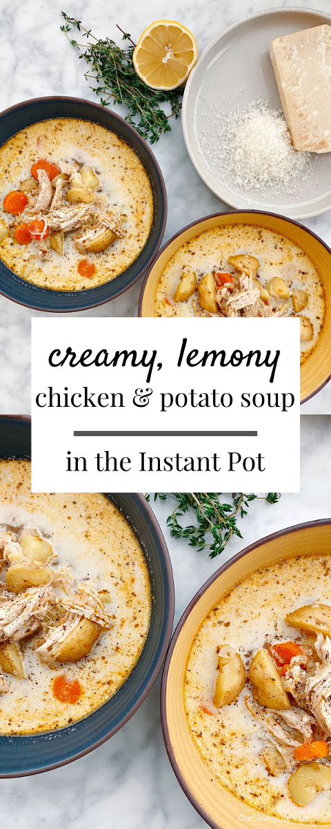 This hearty chicken and potato Instant Pot soup is bursting with flavor.  It’s creamy and has fresh squeezed lemon juice to add brightness making it perfect for a weeknight meal.