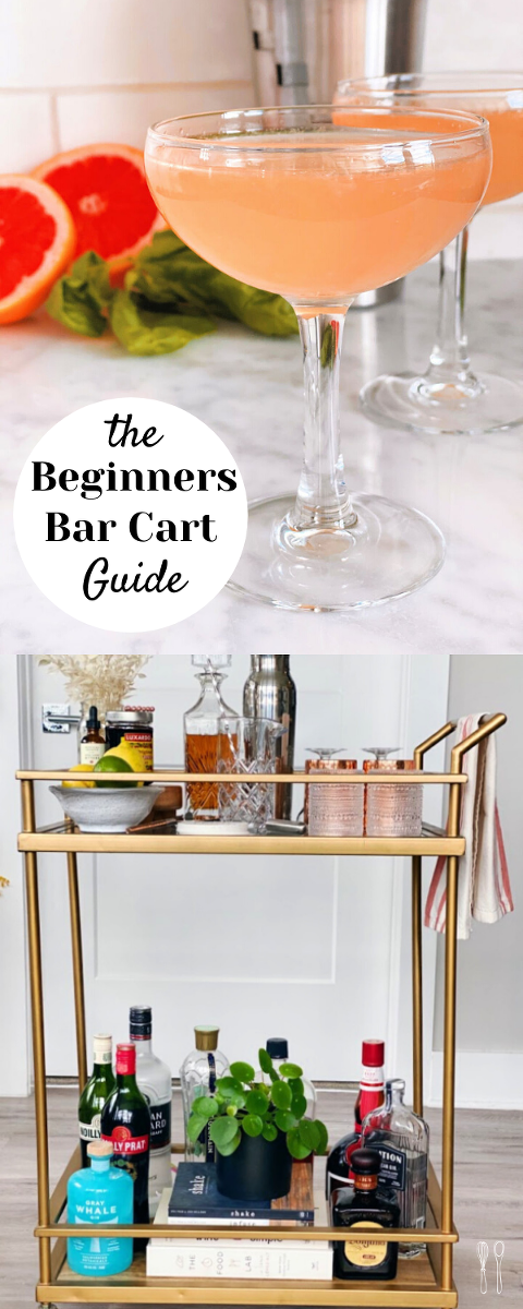 Make delicious cocktails at home! The Beginners Bar Cart guide has everything you need from tools, to alcohol brands to recipes so you can start enjoying fancy, tasty cocktails at home!